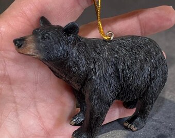 New Vintage Old Stock Black Bear Resin Realistic  Ornament 3”