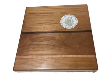 Handmade Made in USA Oregon Red Alder Wood  Deluxe Cheeseboard Cutting Serving Board 8” x 8”
