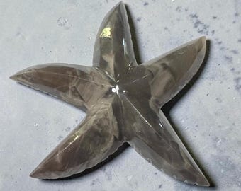 Natural Color Handmade Polished  Marble Starfish Grey Tones Figurine 5”