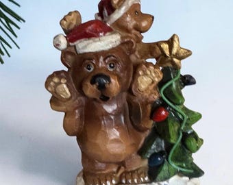 Vintage Resin Alaska Brown Bear Ornament