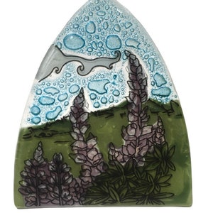 Handmade Fused Glass Glass Night Light Lupine Flowers