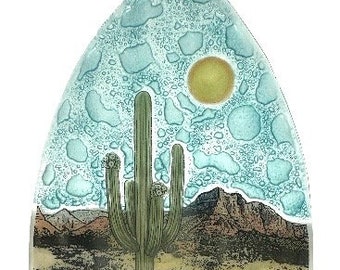 Handgemaakt gesmolten glasglas Nachtlampje Saguaro Cactus