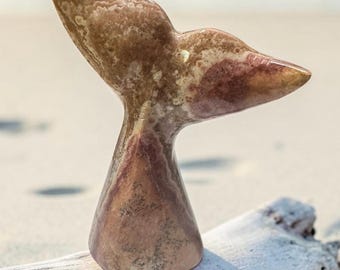 Polished Marble Large Whale Tail Figurine 6.25”