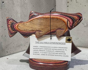 Handmade Made in Alaska Dymondwood Rich Colors  Colored Salmon Ulu Knife Beautiful