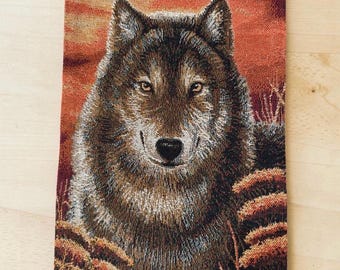 Vintage Fabric Wall Tapestry Wolves