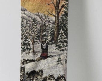Vintage Fabric Wall Tapestry Sled Dog Team Mush