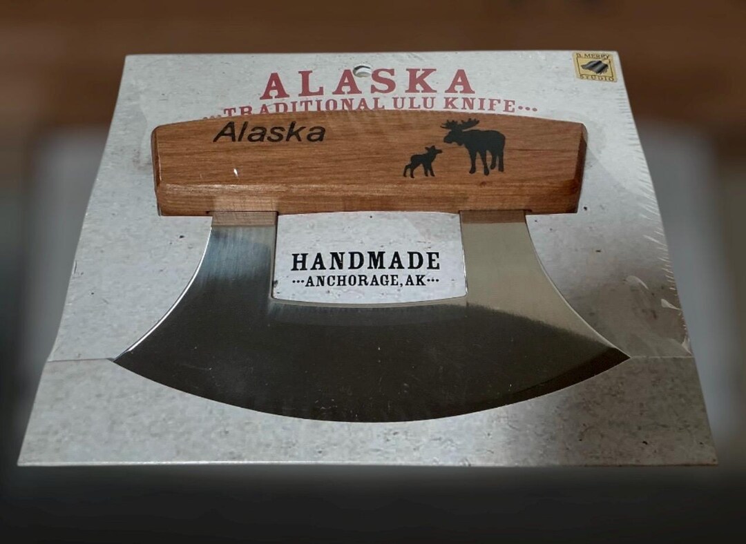 Hand Sanded Handmade Made in Alaska Alder Wood Handle Ulu Knife Moose ...