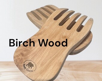 Paw Claw Shape Wood Salad Pasta Servers Tosser Pair Handmade Birchwood Salad Server Pair Made in the USA