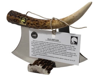 Handmade Made in Alaska Natural Shed Elk Tine Antler Ulu Knife