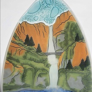 Handmade Fused Glass Glass Night Light Multnomah Falls Oregon