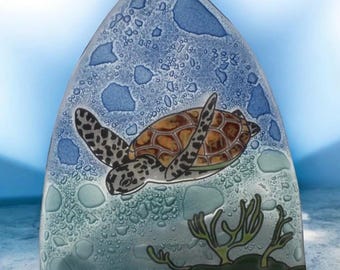 Handmade Fused Glass Glass Night Light Sea Turtle