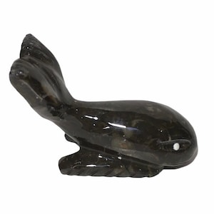 Natural Color Handmade Polished Marble Small Whale figurine 3&quot;