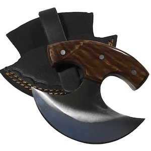 Small 3.5 Wood Handle Skinning Skinner Knife Stainless Steel Blade w/ Leather Sheath