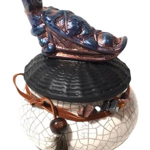 Vintage Handmade Raku Pottery  SLED DOG TEAM  Basket Pot Unique Figurine 4&quot;