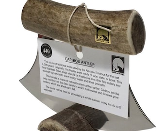 Handmade Made in Alaska Natural Shed CARIBOU Antler Ulu Knife