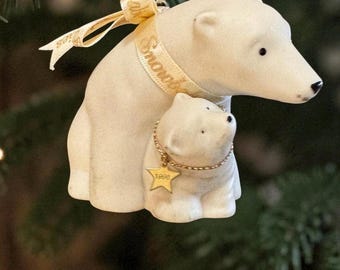 Vintage  Porcelain Polar   Bear Cub ornament frosty, frolic friends