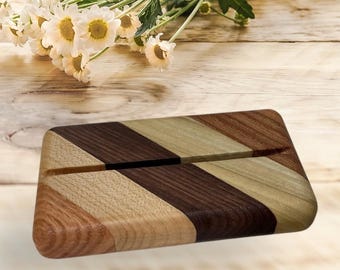 Handmade Natural wood Assortment  Wood stand base block for Alaskan Ulu knife or Mezzaluna fits most knives multi wood variation