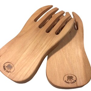 Paw Claw Shape Wood Salad Pasta Servers Tosser Pair Handmade Birchwood Salad Server Pair Made in the USA