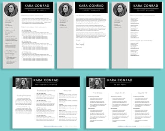 May include: A black and white interview bundle for job seekers. The bundle includes a resume, cover letter, references, 30, 60, and 90-day plan, and a professional profile template.