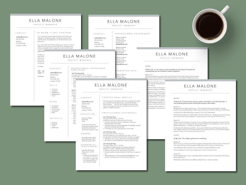 Interview Template Bundle: Resume With Optional Page 2, Cover Letter ...