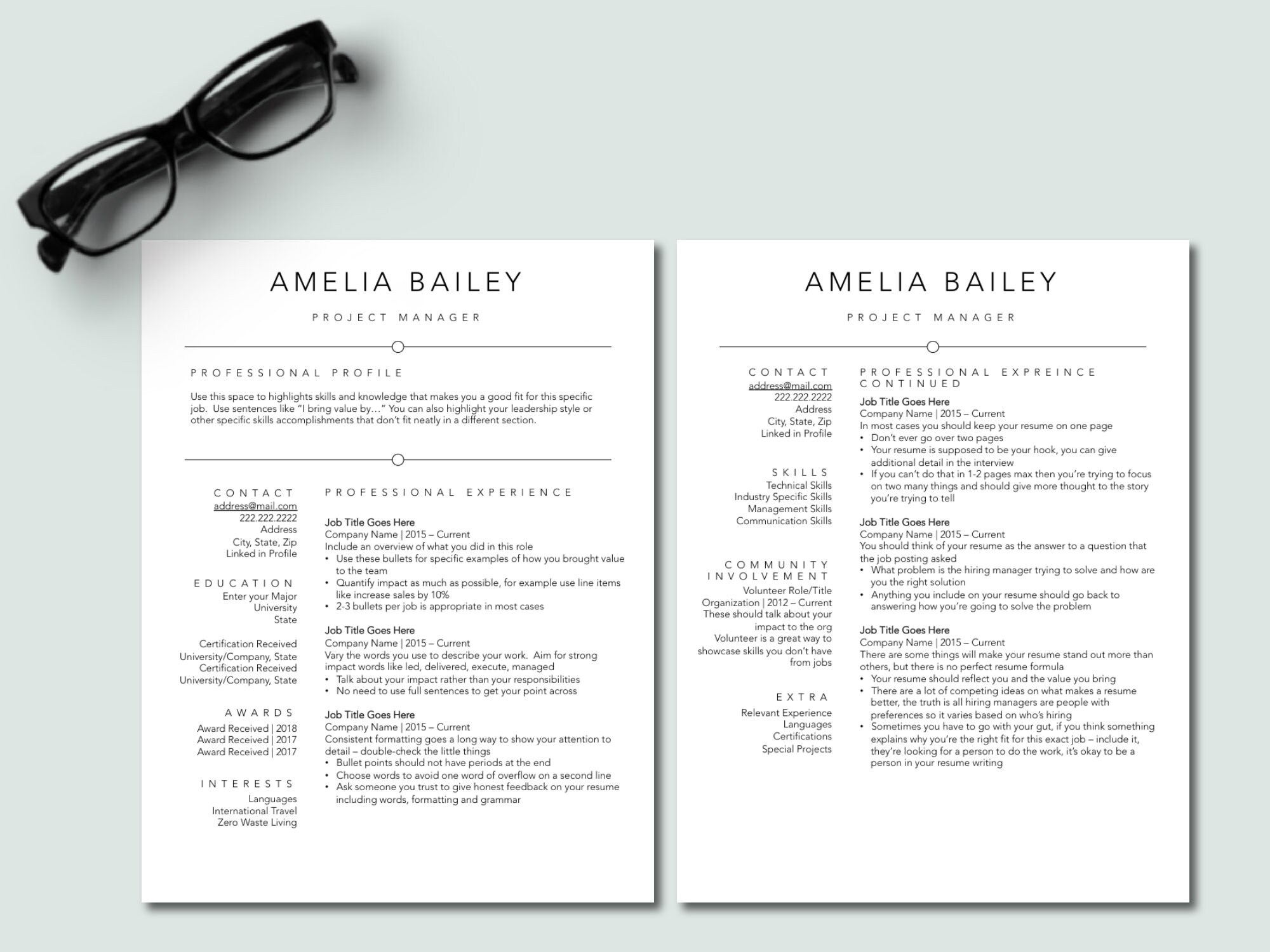 Clean Resume Template Design for Word and Powerpoint - Etsy