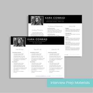 30 60 90 Day Plan and Professional Profile Template Interview Prep Bundle Instant Digital Download