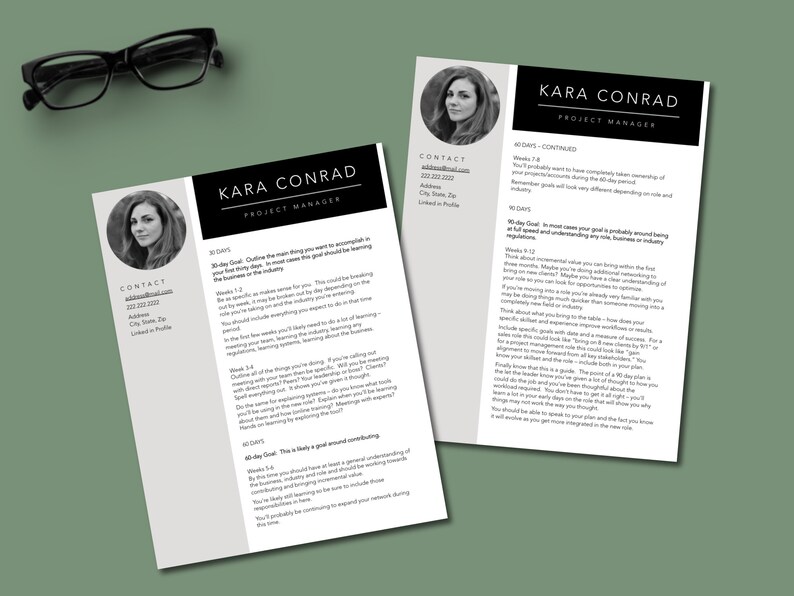 306090 Day Onboarding Plan With Matching Modern Photo Resume Template 306090 Day Onboarding Plan With Matching Modern Photo Resume Template