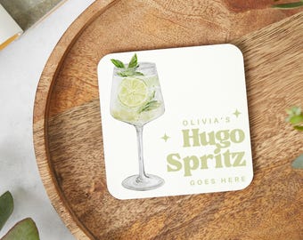 Personalised Hugo Spritz Coaster, Alcohol Drinks Gift,Stocking Filler, Hugo SpritzLover, Personalised gifts,Cocktail Gift