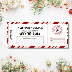 Christmas Gift Voucher, Gift Ticket Template, Christmas Surprise Gift Reveal, Xmas Present, Printable Xmas Gift