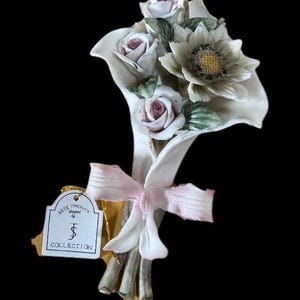 Vintage Italian porcelain Floral Boutique handmade Capodimonte  style Floral Figurine New old stock