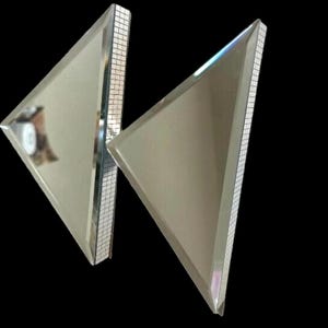 5" Set Of 2 Half Triangles Beveled MIRROR RISERS Silver Display Stand Mirror Riser
