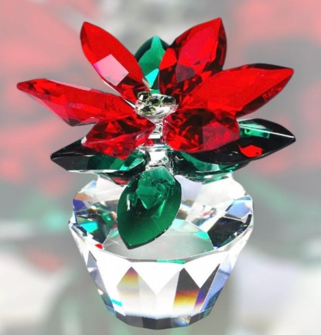Mini Crystal Objects Handcrafted Crystal World Figurine Poinsettia Miniature - Etsy