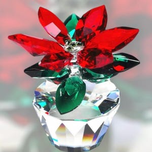 Handcrafted Crystal World Figurine Poinsettia  Miniature