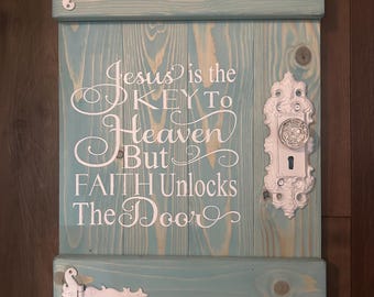 Insegna da parete Jesus is Key / Decorazione rustica in stile fattoria (24x15)