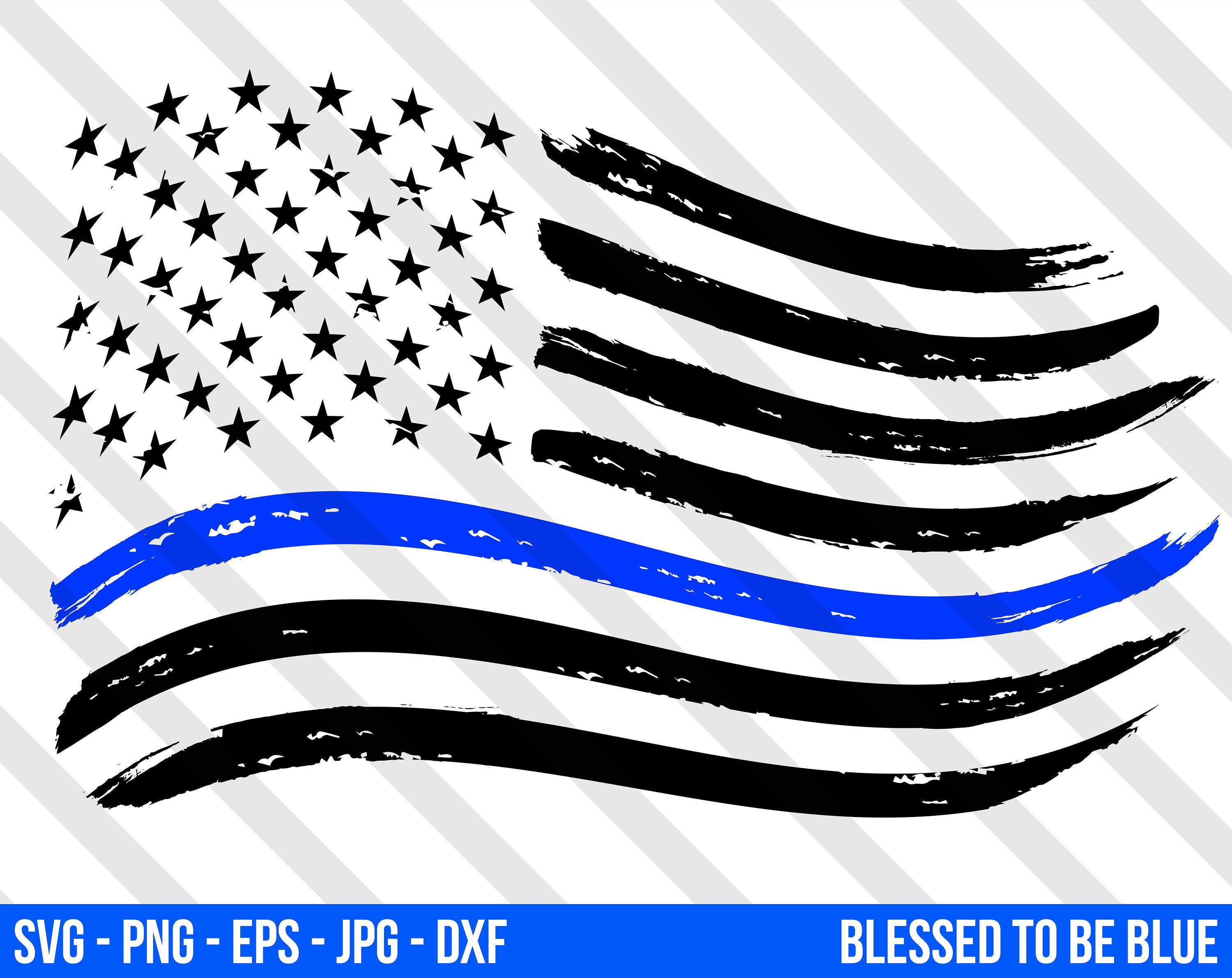 Thin Blue Line American Flag Svg Vector Png Eps Dxf Blue Etsy