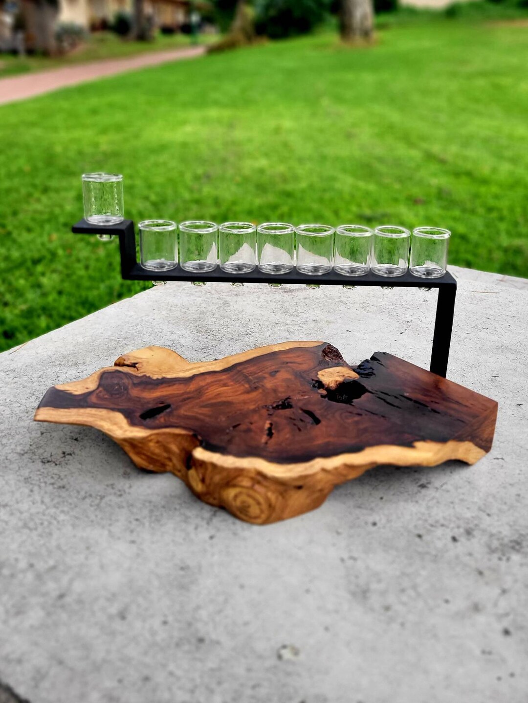 Menorah Wood Menorah Oil Lamp Indian Rosewood Etsy Australia