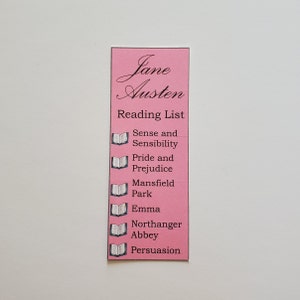 Jane Austen Reading Tracker Bookmark