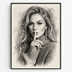 Portrait vom Foto | Ausdrucksstarke Graphit-Kohle-Skizze | Digitaler Download