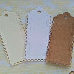 10 x grote 4" x 2" handgemaakte luxe cadeaukaartjes Wit, crème, ambachtelijk - reizen, kerst, huwelijksfeest