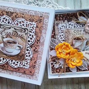 Luxe 3D-verjaardagskaart in doos, shabby chic, handgemaakt, gepersonaliseerd: elke groet + jouw bericht erin