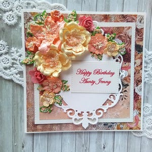 Personalisierte 3D Geburtstagskarte - Handgemachter Luxus Shabby Chic + Ihre eigene Nachricht