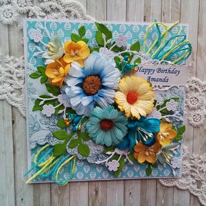 Carte d'anniversaire personnalisée 3D de luxe, fait main shabby chic - toutes les salutations + votre message à l'intérieur