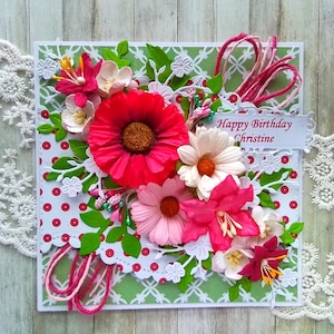 Carte d'anniversaire personnalisée 3D de luxe, fait main shabby chic - toutes les salutations + votre message à l'intérieur