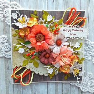Carte d'anniversaire personnalisée 3D de luxe, fait main shabby chic - toutes les salutations + votre message à l'intérieur