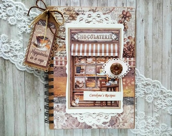 25% OFFHandmade Recipe Book, Personalized Kitchen Journal, Chocolate Theme