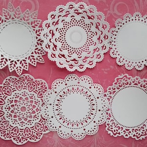 Centrino in pizzo di carta bianca da 4" - Confezione da 6 - Creazione di biglietti, artigianato, scrapbooking, decorazione per il tea party