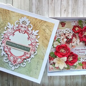 Tarjeta de aniversario de bodas en caja de lujo 3D, personalizada: escriba su mensaje