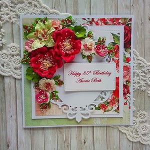 Carte d'anniversaire 3D de luxe - shabby chic personnalisée personnalisée faite main + mettez votre propre message