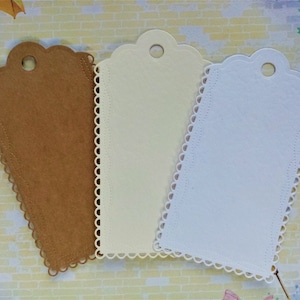 10 etichette regalo di lusso extra large da 5,5"x3" fatte a mano, bianche, crema, artigianali - viaggi, Natale, feste di matrimonio