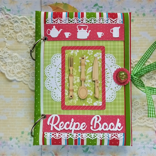 Handmade Recipe Book with 50 Blank Recipe Cards and 5 dividers, Recipe Organizer, Card Kitchen, Recipe Journal - Gift for mum